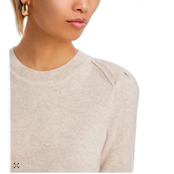 Luxurious 100% Cashmere Puff Sleeve Crewneck Sweater By Aqua in Oatmeal - Picture 5 of 6